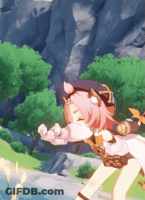 Genshin Impact Stretching Diona GIF