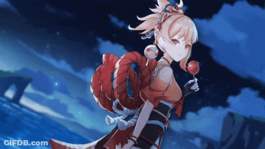 Genshin Impact Yoimiya With Lollipop GIF