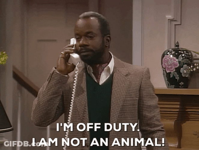 Geoffrey Butler I'm Off Duty Hang Up Phone GIF