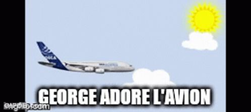 George Adore L' Avion Is Written On The Bottom Of The Screen GIF