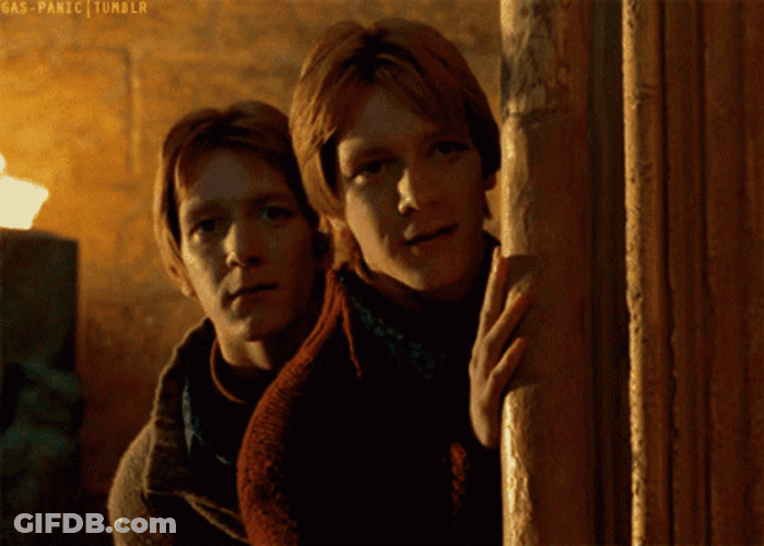 George And Fred Weasley Peeking GIF