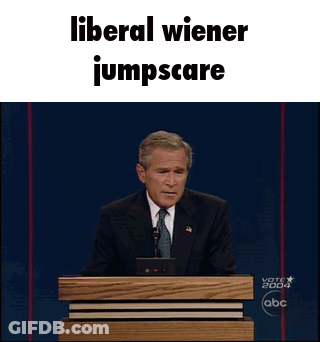 George Bush Giving Speech With Jumpscare Text GIF