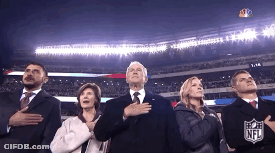 George Bush Shoe Saying National Anthem GIF