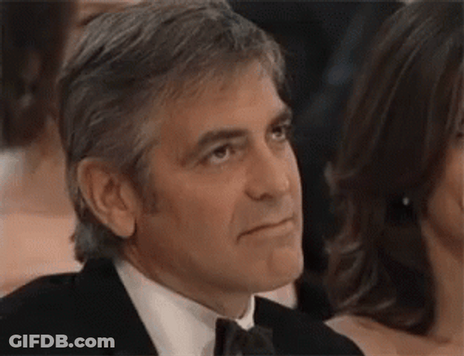 George Clooney Awkward Smile GIF