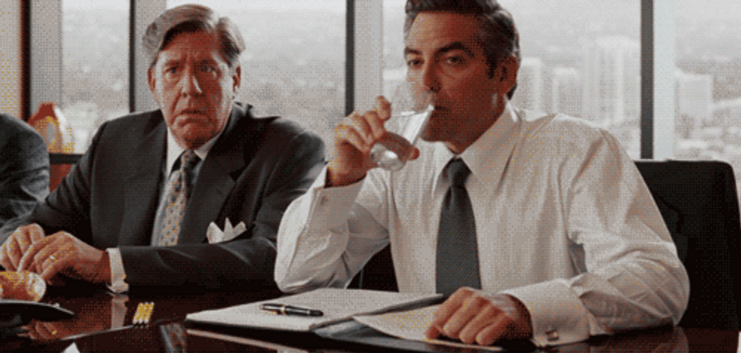 George Clooney Water Spit Take GIF