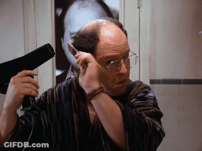 George Costanza Trimming Balding Hair GIF