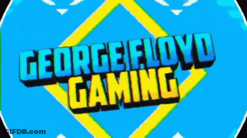 George Floyd Gaming Logo Blue And Yellow Background GIF