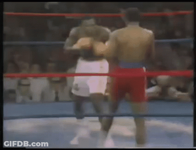 George Foreman Down Goes Frazier GIF