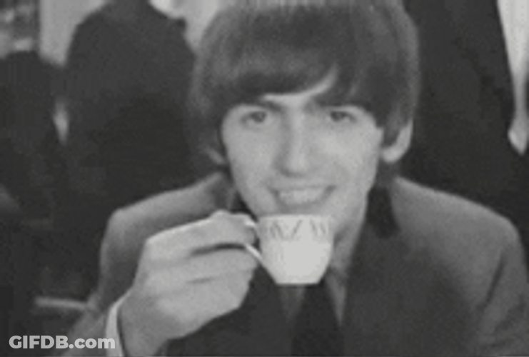 George Harrison Beatles Sips Tea GIF