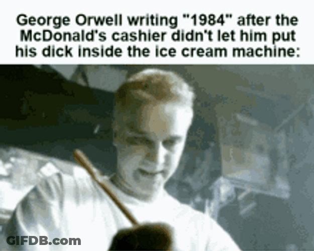 George Orwell Writing 1984 GIF