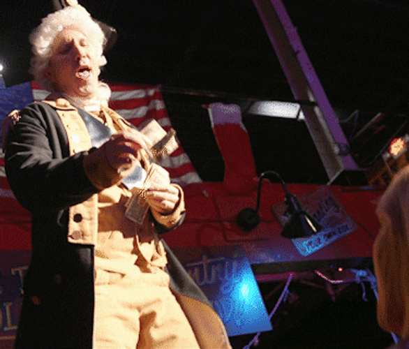 George Washington Collecting Money Parody GIF
