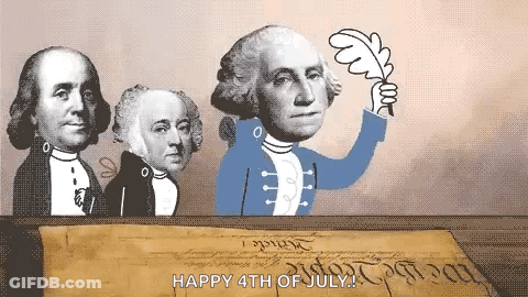 George Washington Holding Feather Happy 4Th Of July GIF
