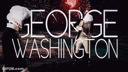 George Washington In A Wig With Fireworks GIF