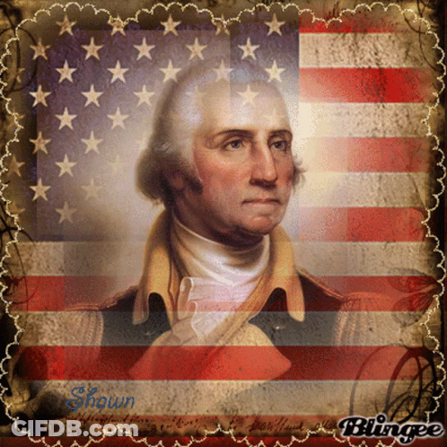 George Washington In Front Of American Flag GIF