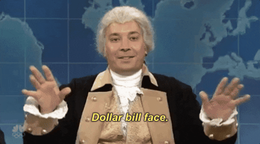 George Washington Jimmy Fallon Dollar Bill Face GIF