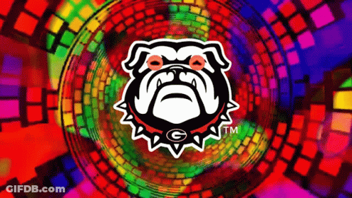 Georgia Bulldogs Logo On Colorful Background GIF
