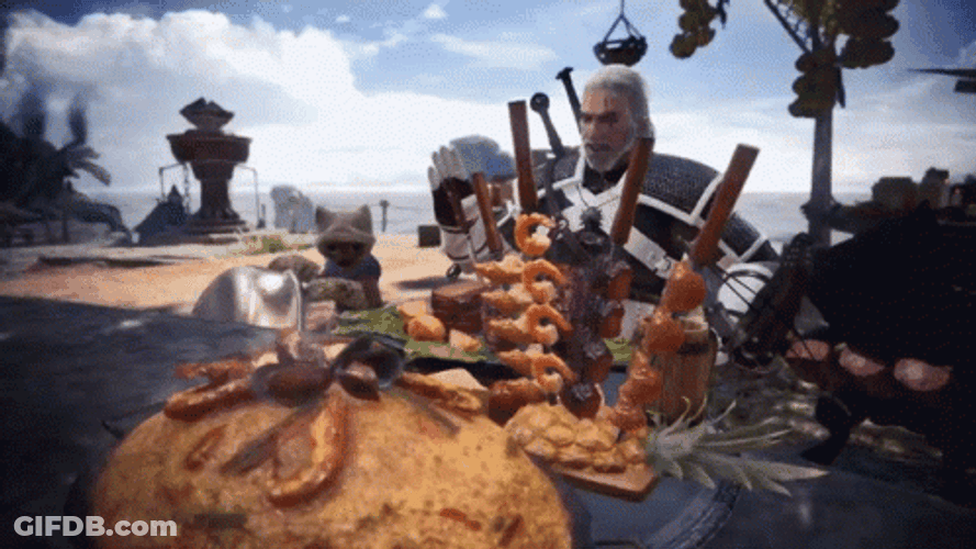 Geralt Monster Hunter Funny Eating GIF