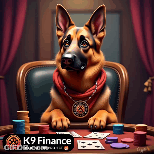 German Shepherd Sitting At Poker Table GIF