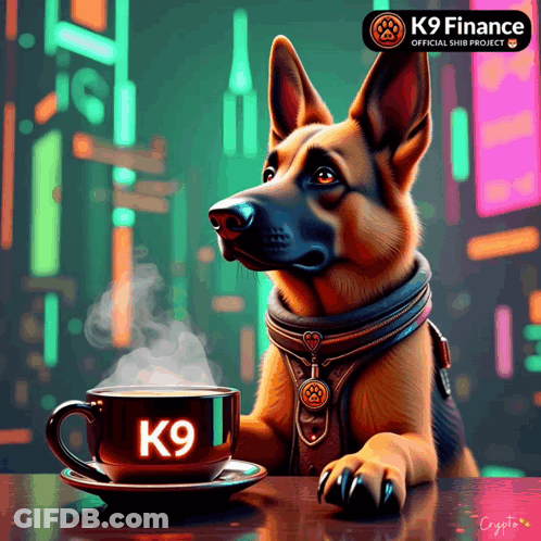German Shepherd With K9 Finance Coffee GIF