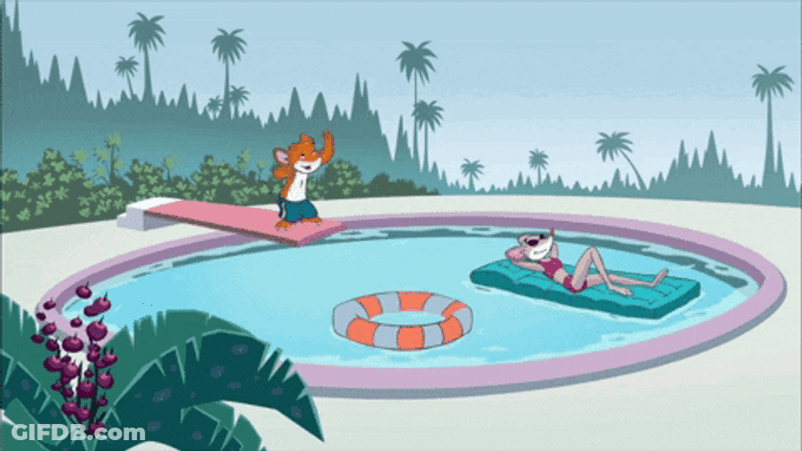 Geronimo Stilton Jumping In The Pool GIF
