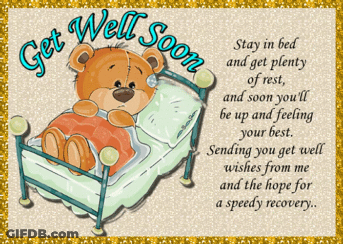 Get Better Soon Bear Resting In Bed GIF