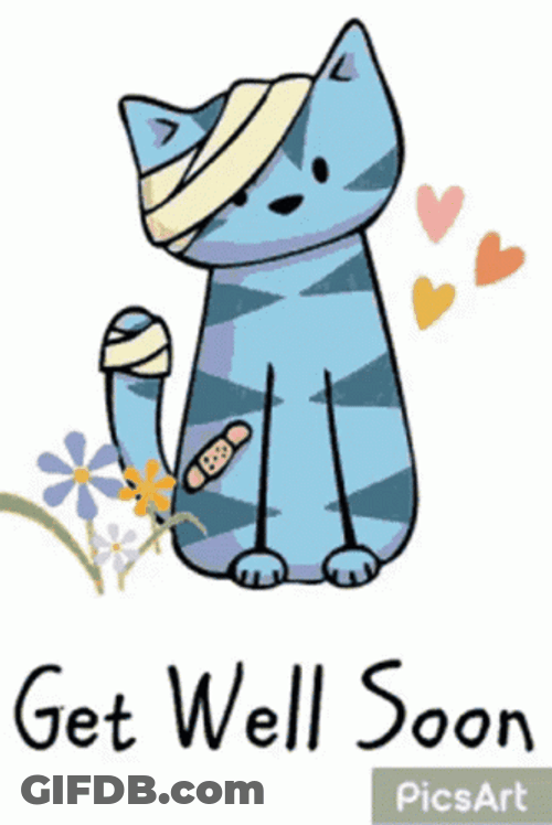 Get Better Soon Sick Blue Cat GIF