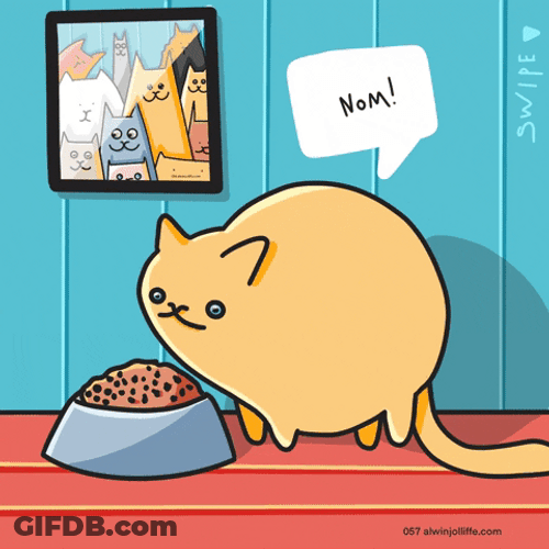 Get In My Belly Cartoon Cat Eating GIF