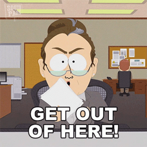 Get Out Angry Receptionist GIF