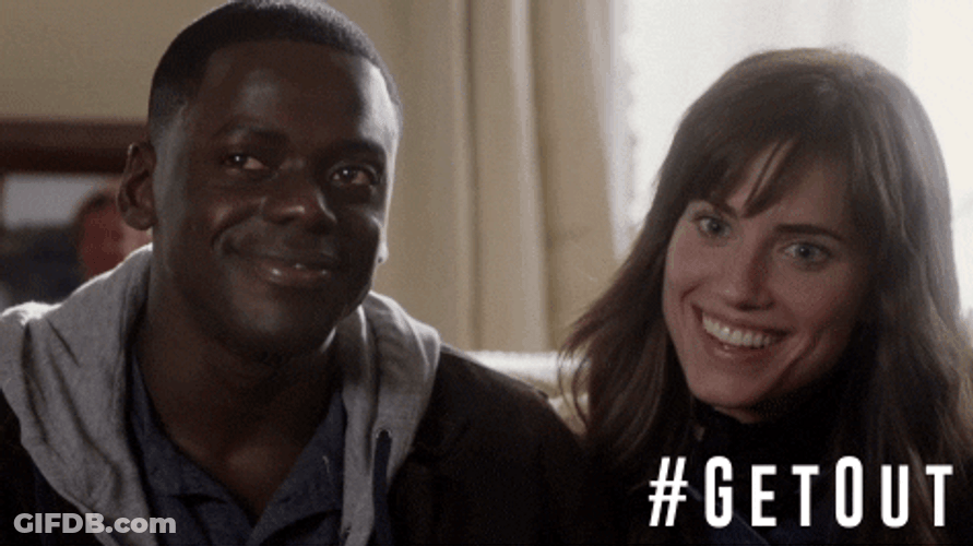 Get Out Couple Big Smile GIF