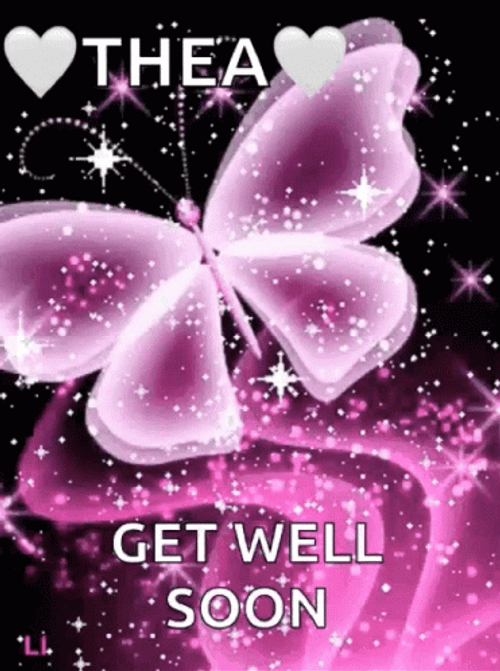Get Well Soon Pink Butterfly GIF