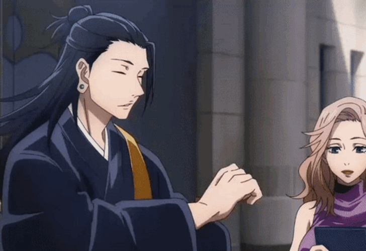 Geto Suguru Spraying With Manami Suda GIF