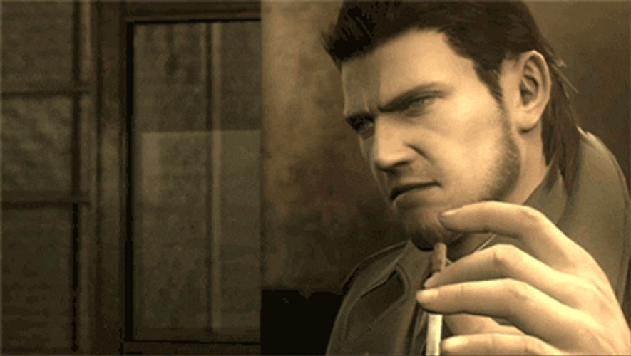 Getting Old Metal Gear Smoking Cigarette GIF