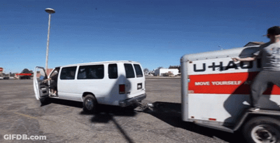 Getting Pulled By The Van GIF