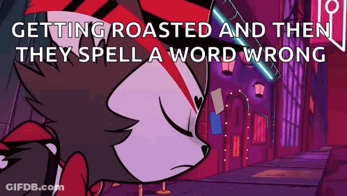 Getting Roasted Cartoon Wolf Spelling GIF
