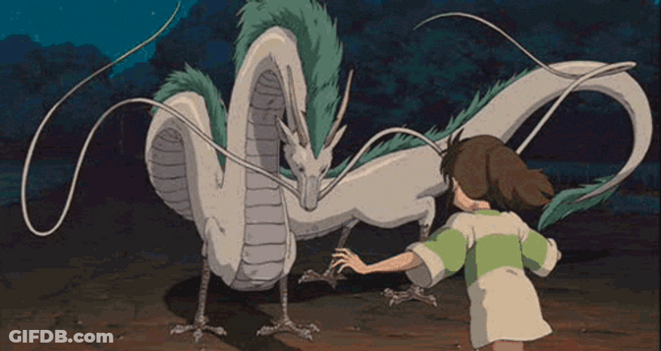 Ghibli Chihiro Hugging Haku GIF
