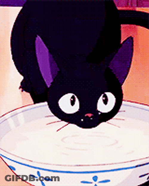 Ghibli Jiji Drinking Milk GIF