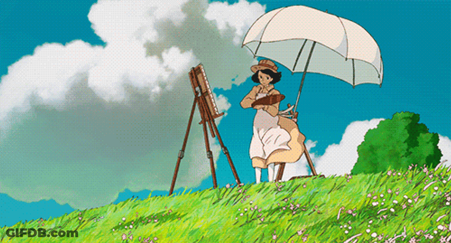 Ghibli Naoko Doing Her Art GIF