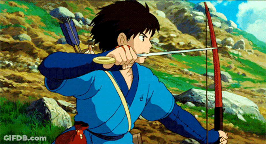 Ghibli Shitaka Using His Bow GIF