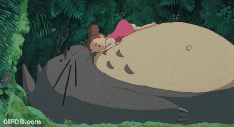 Ghibli Totoro And Mei Resting GIF