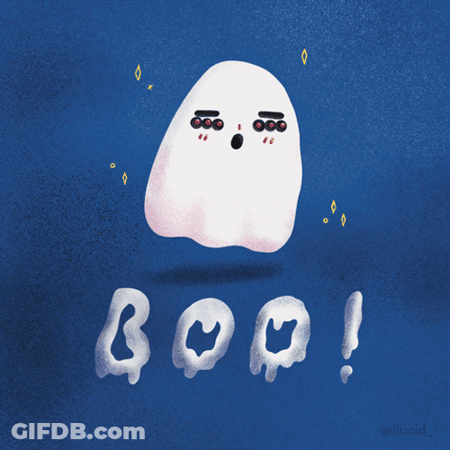 Ghost Booo In Blue Background GIF