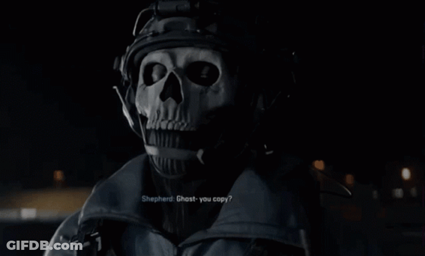Ghost Cod Responding Through Radio While Walking GIF