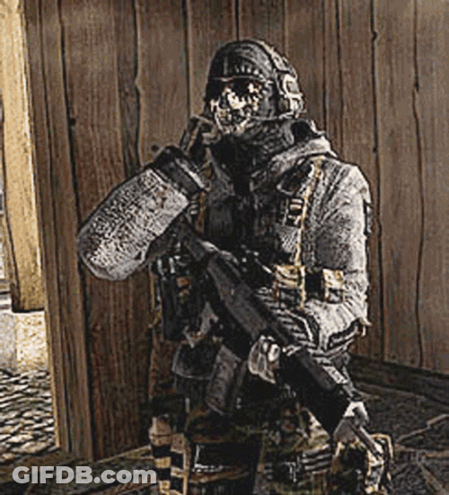 Ghost Cod Talking On Radio While Looking Around GIF