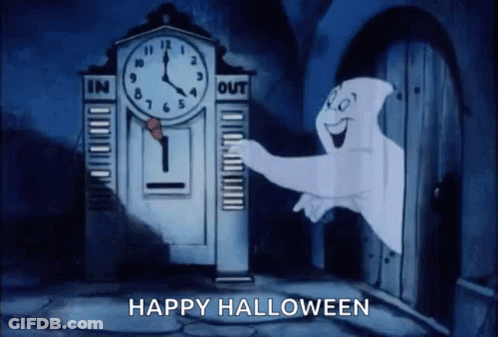 Ghost Coming Out Of Door Happy Halloween GIF