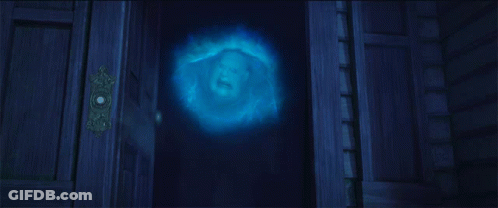 Ghost Coming Out Of Doorway With Blue Light GIF