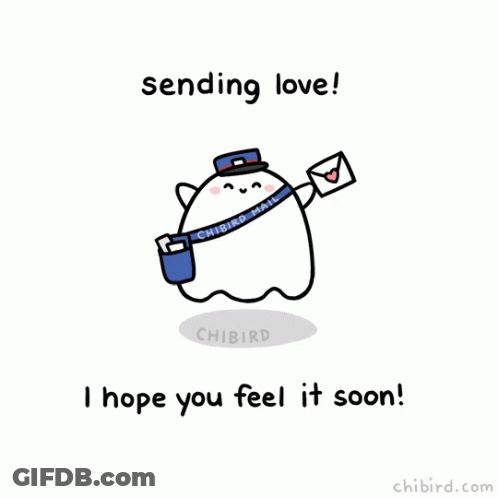 Ghost Holding Mailbox Sending Love GIF
