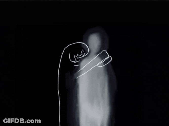 Ghost Hug Dark Spooky Sketch Cartoon GIF