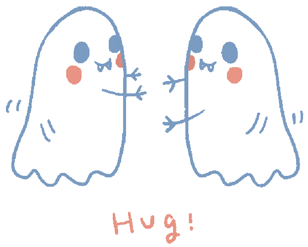 Ghost Hug Kawaii Couple Cartoon GIF