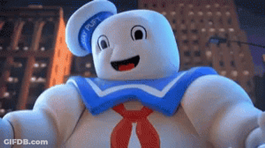 Ghost Hugs Stay Puft Marshmallow Man Ghostbusters GIF