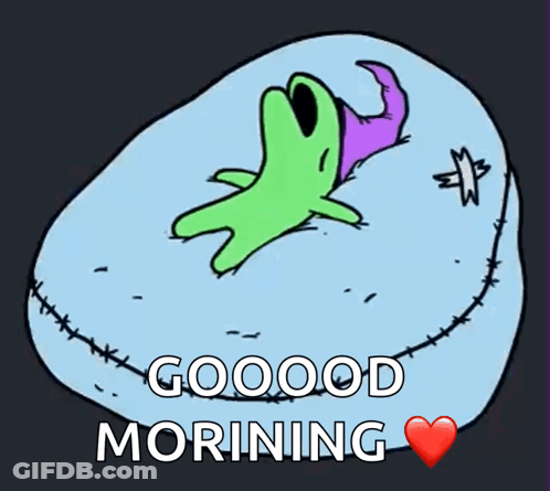 Ghost Laying On Pillow Saying Goood Morning GIF