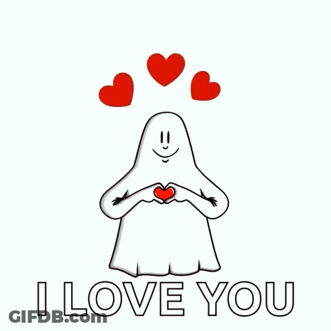 Ghost Making Heart Saying I Love You GIF